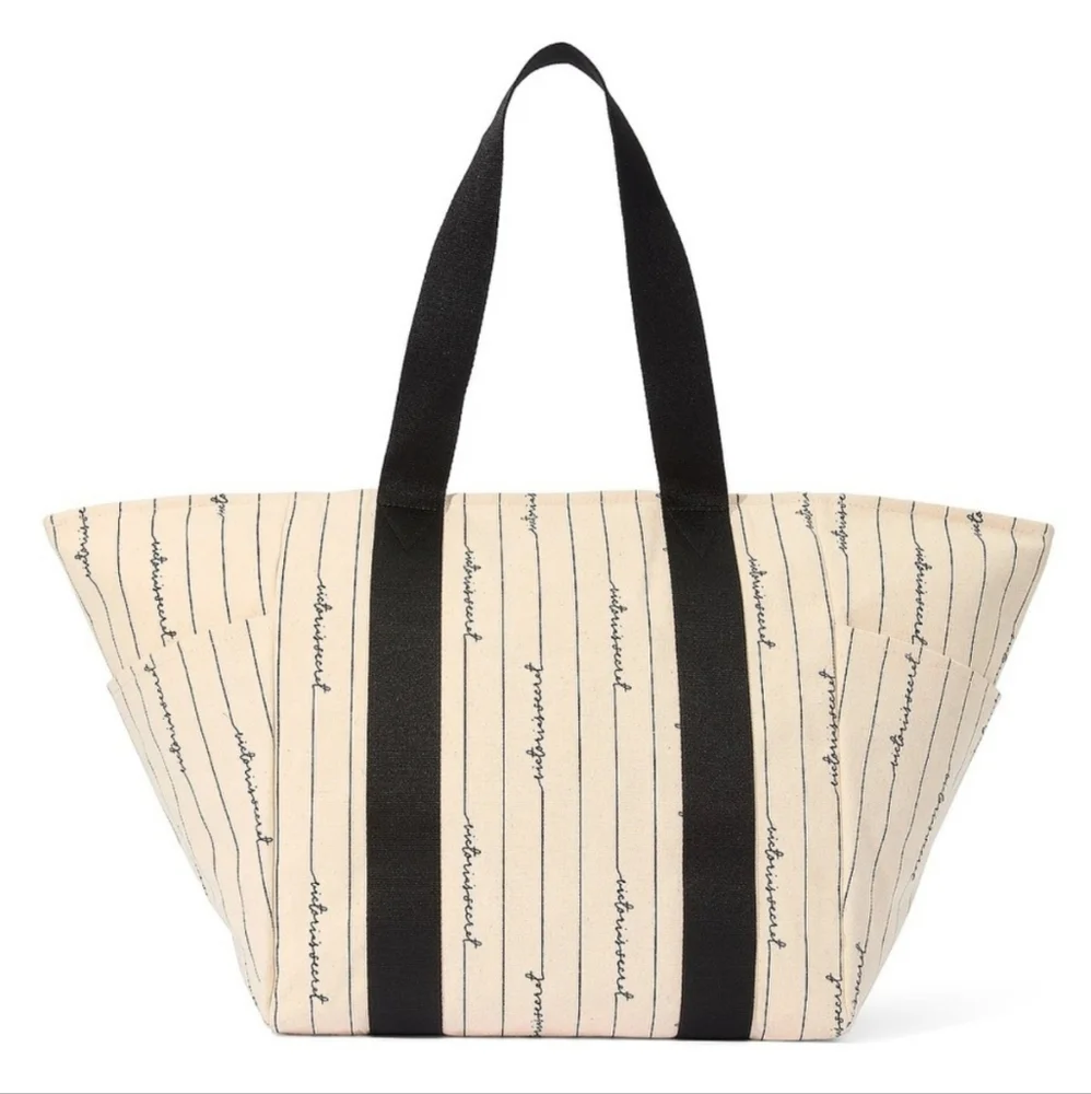 NWT Victoria's Secret Canvas Tote Bag in Cream & Black